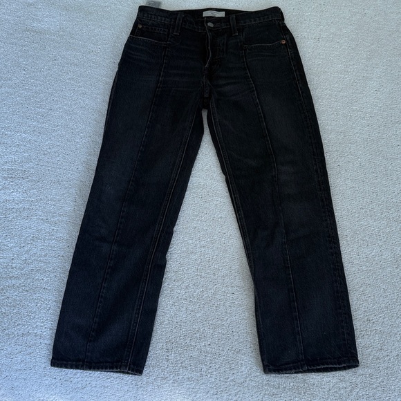 Levi's REVOLVE Altered Straight Leg Black Jeans Distressed Size 27 - Picture 2 of 14